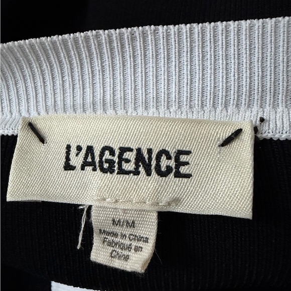 L'AGENCE Estefania Cardigan Lady Jacket Top Black White Gold Buttons - Picture 6 of 8